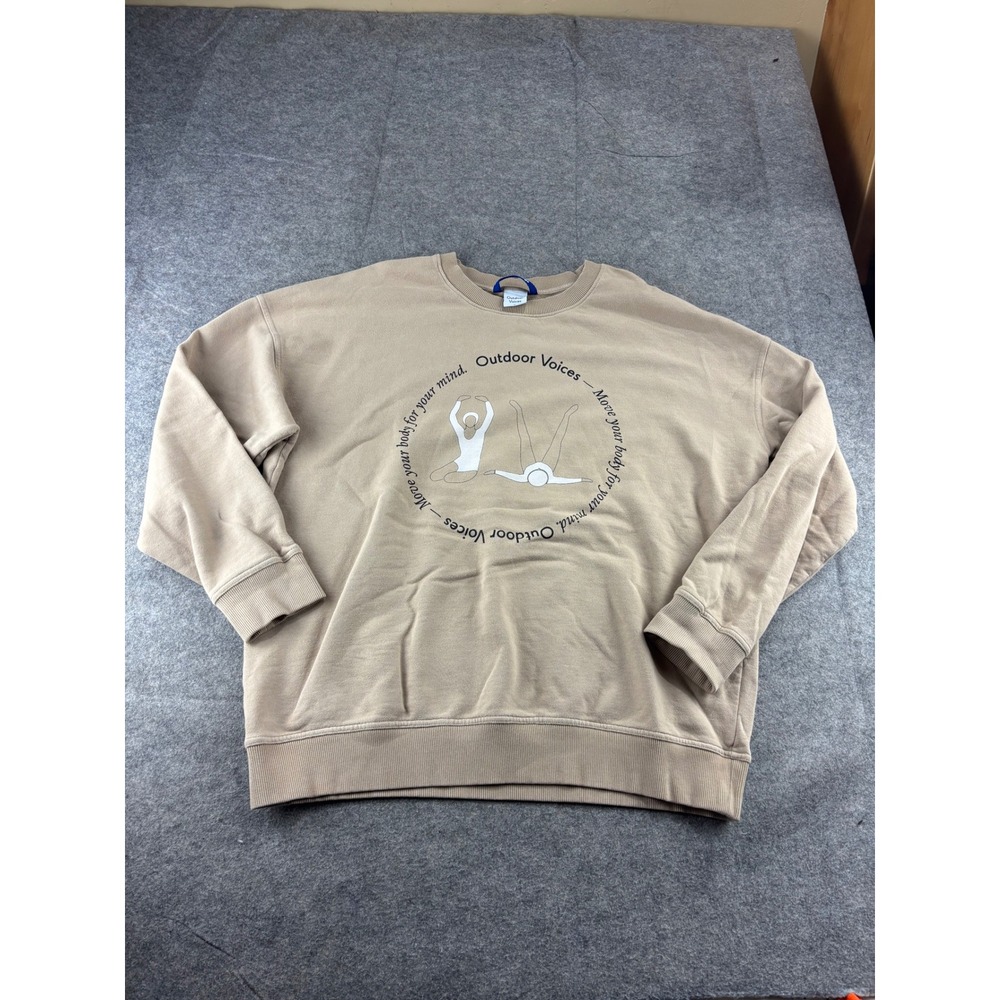 Outdoor Voices Move Your Body For Your Mind Tan Cotton Sweatshirt XL